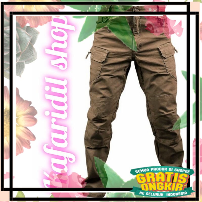 Kafaridil promo celana PDL tactical cokelat pramuka / slim slevedge