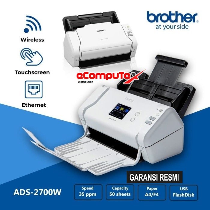 SCANNER BROTHER ADS-2700W / SCANNER ADS2700W 35PPM ADF 50 WIFI LAN - GARANSI RESMI