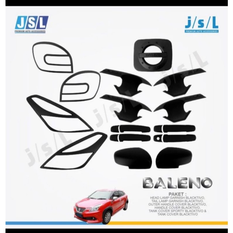 paket garnish outer handle tank cover cover spion suzuki Baleno 2017-2023 hitam doff Variasi mobil