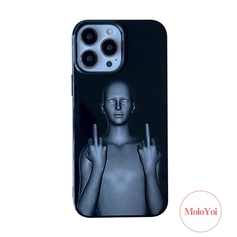 IPHONE Case Glossy Cyberpunk Lucu Kreatif Kompatibel Untuk Iphone11 14 13 12 Pro Max 7plus XR 78 Plus X XS Max SE 2020 Hitam Shockproof Halus Soft Cover