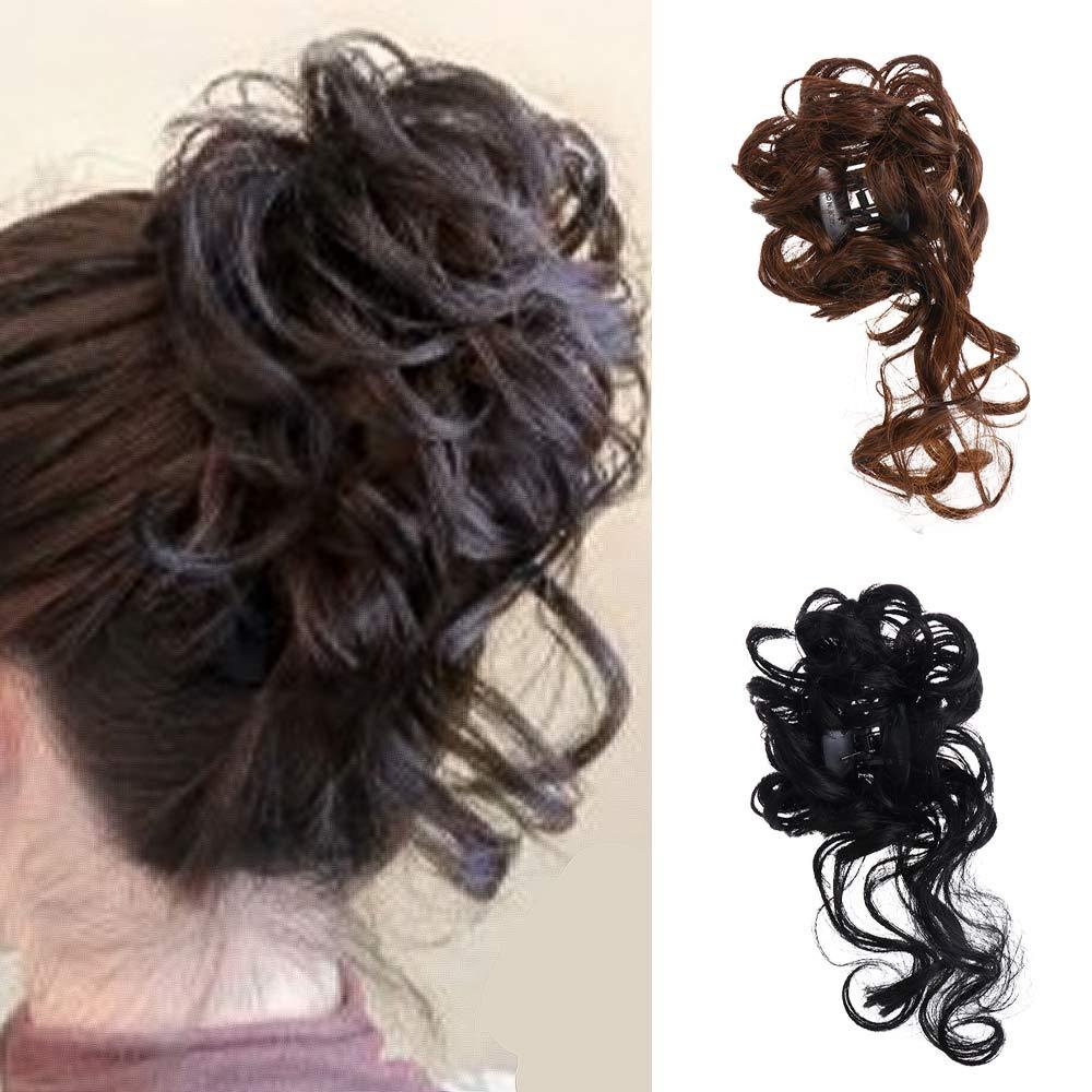 Agustinina Wig Hair Clip Elastis Gadis Punggung Kepala Hitam Coklat Penebalan Rambut Meningkatkan Volume Rambut Styling Rambut