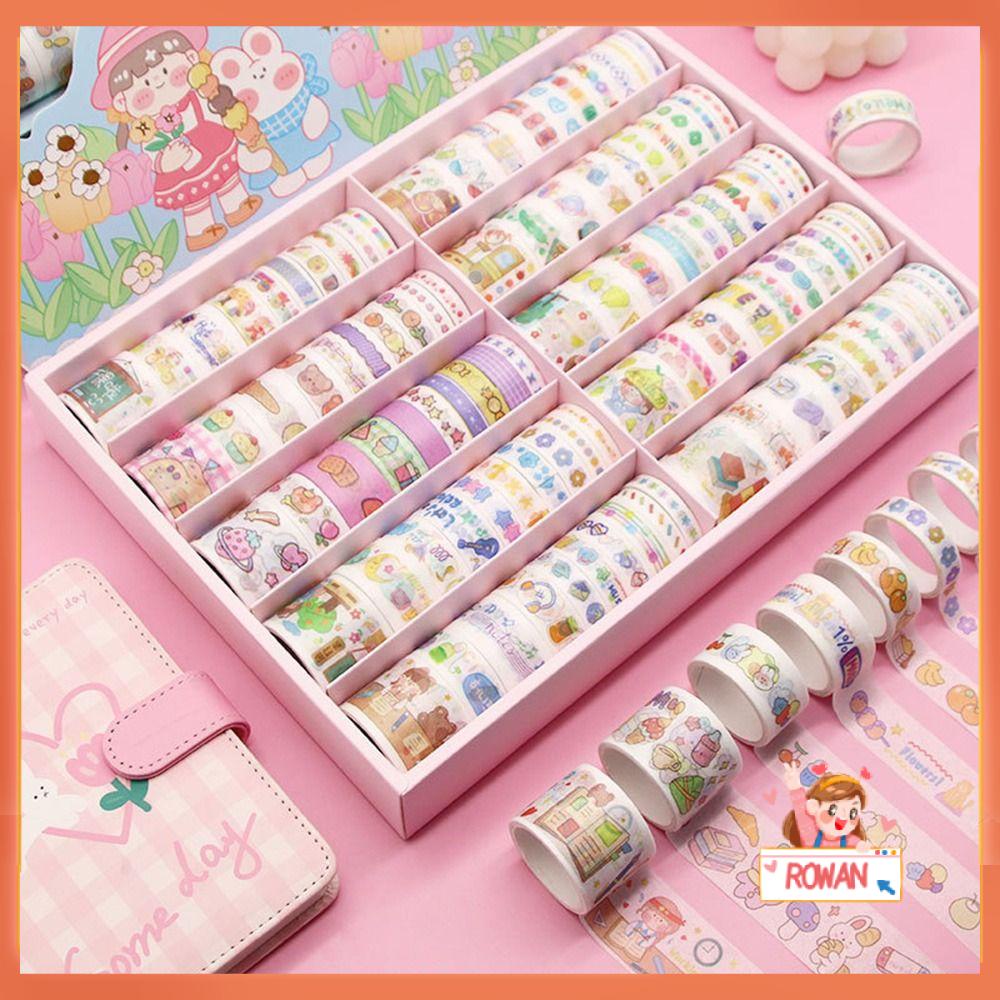 R-flower 100Rolls/Set Washi Tape Gadis Sastra Baru Hati Kecil Segar Kreatif Alat Tulis INS DIY Bahan