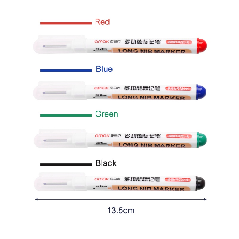 20mm Multifungsi Penanda Kepala Panjang Tahan Air Tukang Bangunan Lubang Dalam Spidol Penanda Serbaguna Pen Alat Menulis