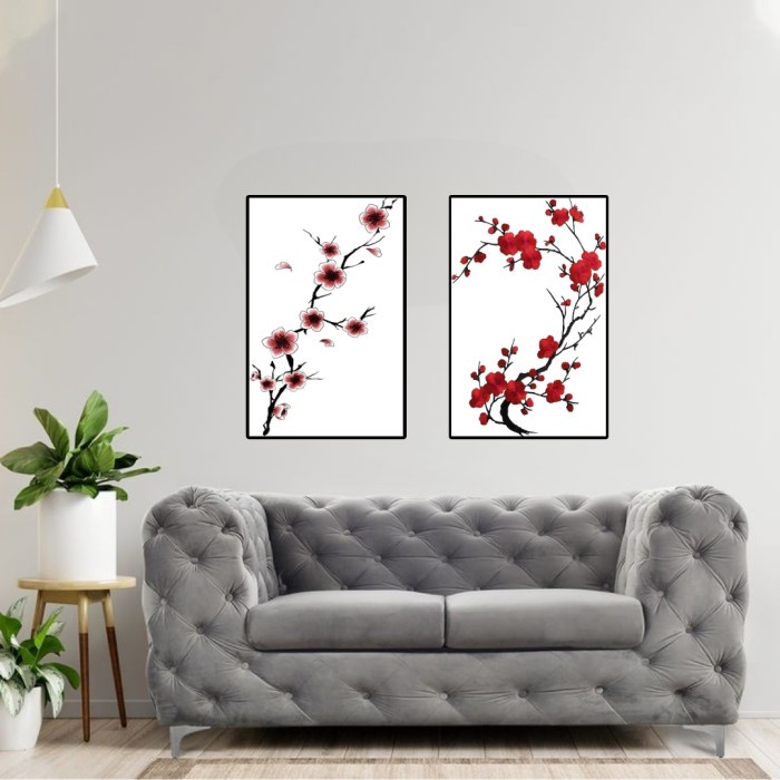 Hiasan dinding bunga sakura japan/pajangan dinding kamar/poster gambar