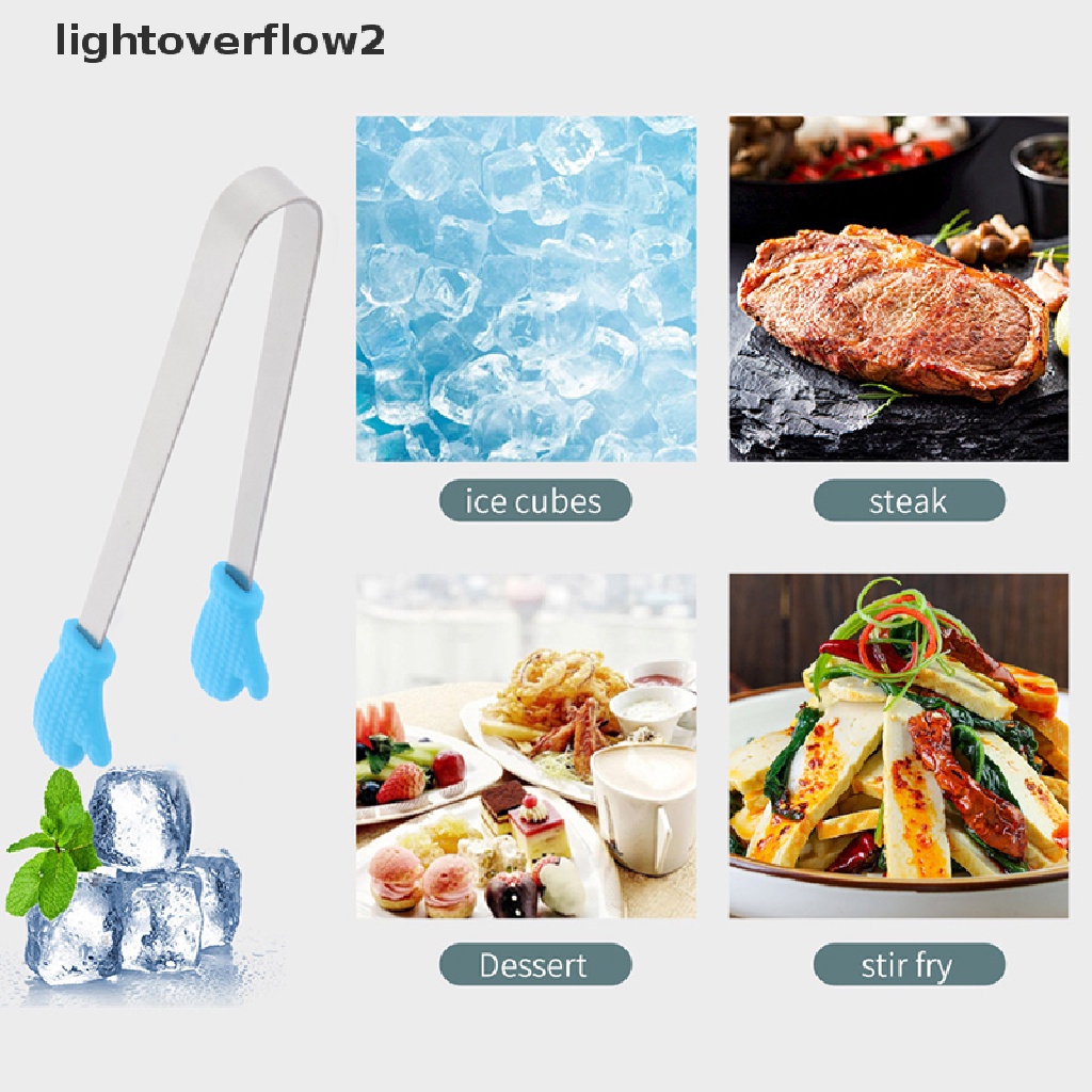 [lightoverflow2] Penjepit Makanan Silikon Sarung Tangan Berbentuk Stainless Steel Non-slip Es Permen Food Clip [ID]