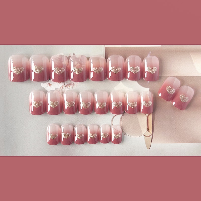 24pcs Kuku Palsu Kuku Prancis Matte Artifisial
