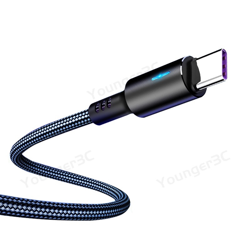 6a Kabel Telepon Pengisian Super Cepat Kabel Data Fishnet USB 5A Dengan Indikator 1.2M/2M Kabel Data USB Untuk Tipe C Android