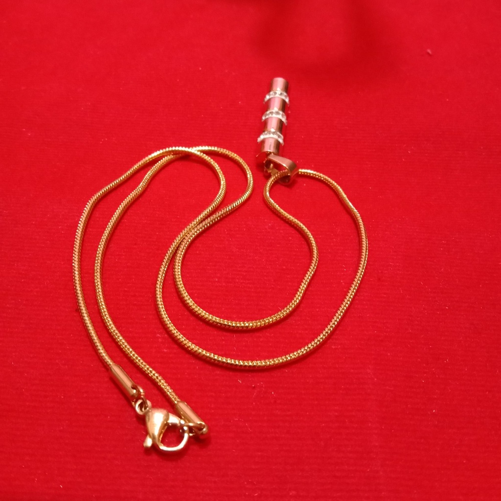 Kalung + Liontin Bambu Gold Titanium Asli Anti Karat & Anti Pudar ( Pria Wanita )