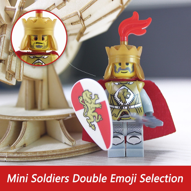 Red Lion Knights Series Mini Figure Perang Medieval Archers Shield Knights Sword Knights Puzzle Rakitan Mainan Blok Bangunan