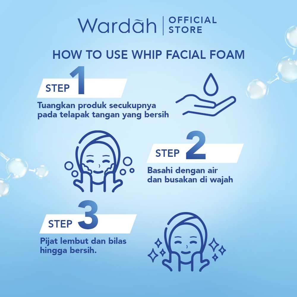 WARDAH Lightening Whip Facial Foam Indonesia / Pembersih Wajah 50ml 100ml / Advanced Niacinamide Creamy Whip Technology / 5x Busa Lebih Halus Bersihkan Wajah Hingga ke Pori / Berminyak / Cleanser Cleansing Face Wash Sabun Cuci Muka / Skincare Care Series