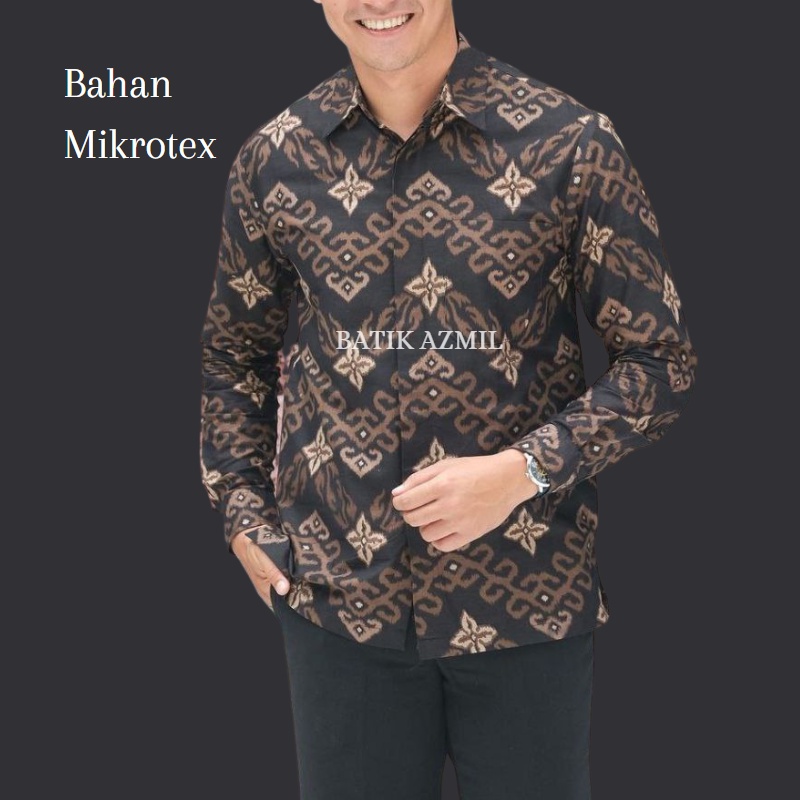 Kemeja Batik Pria Modern Lengan Panjang Casual Modis Slim Fit Trendy Masa Kini OL 160