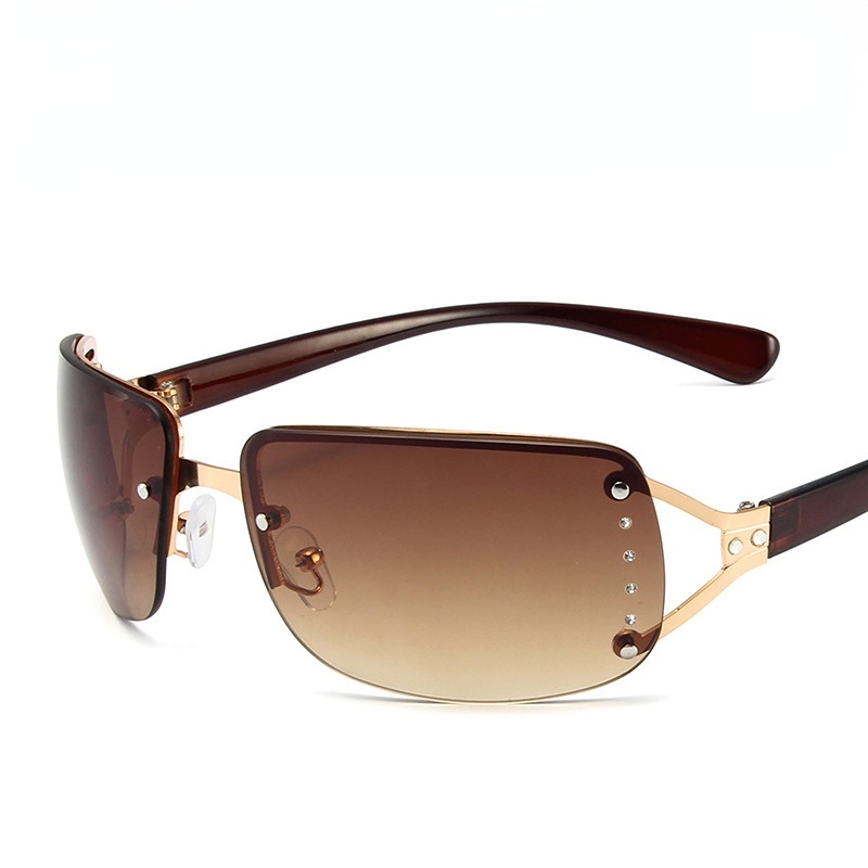 Kacamata Hitam Fashion Square Aesthetic Shades Untuk Wanita/Pria Metal Frame Sunglasses Eyewear