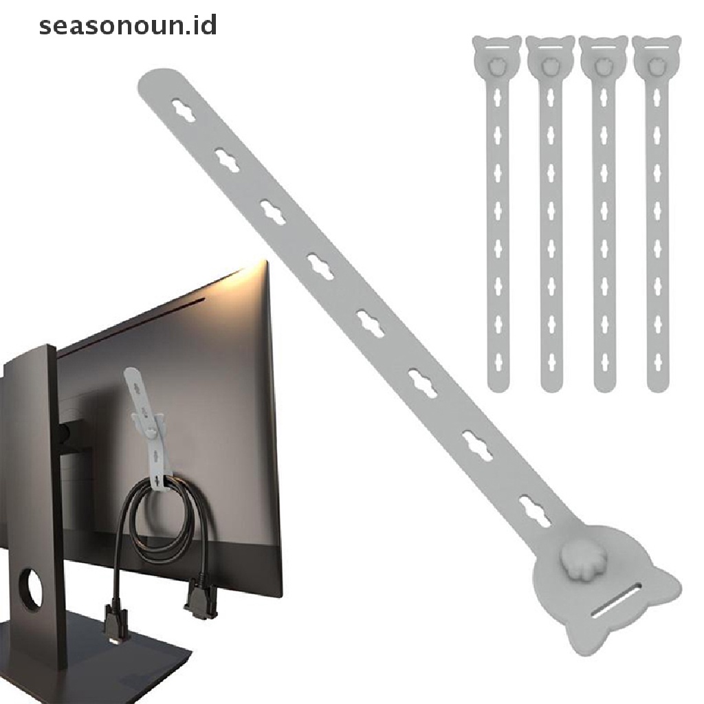 Seasonoun High Quality Multi Purpose Silicone Binding Tie Pengikat Kabel Ties Reusable Adjustable Cord Ties Cable Management Straps Hook Loop Cord Organizer.