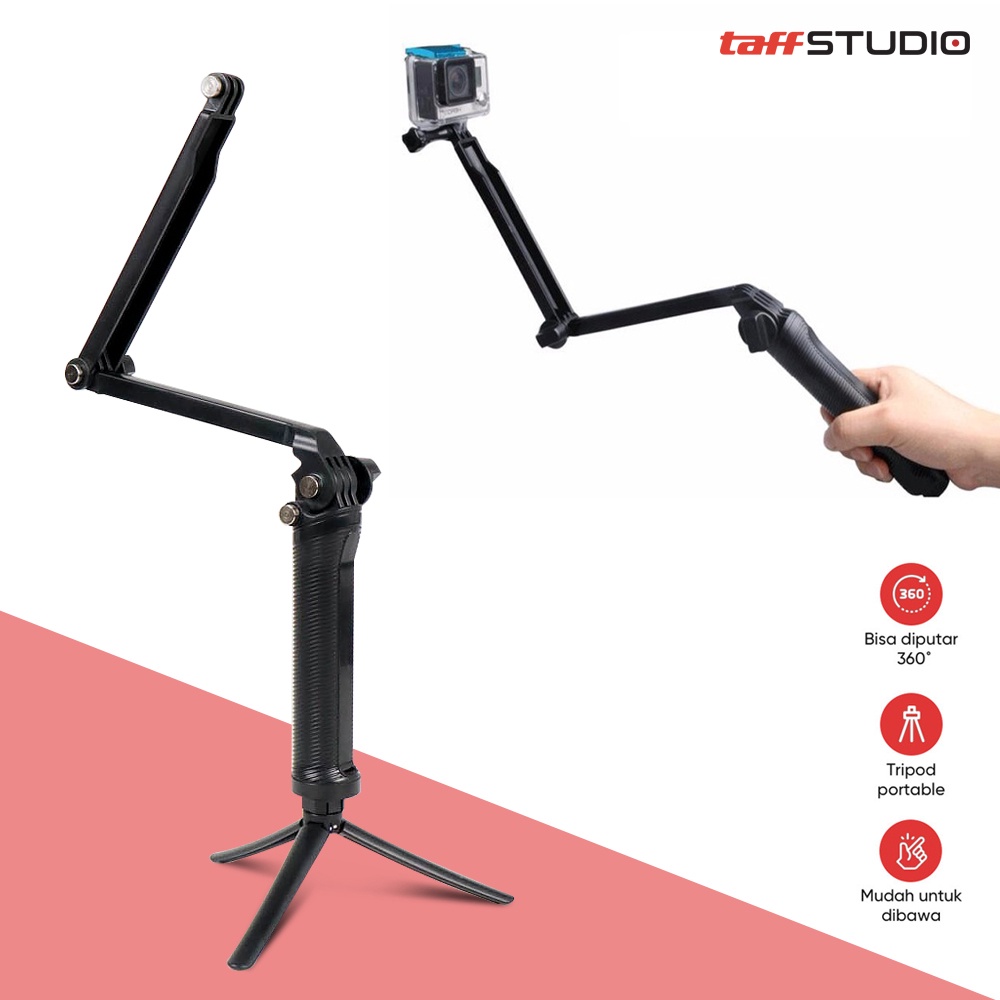 TaffSTUDIO Tongsis 3-Way dengan Tripod Action Camera Xiaomi GoPro - VS77