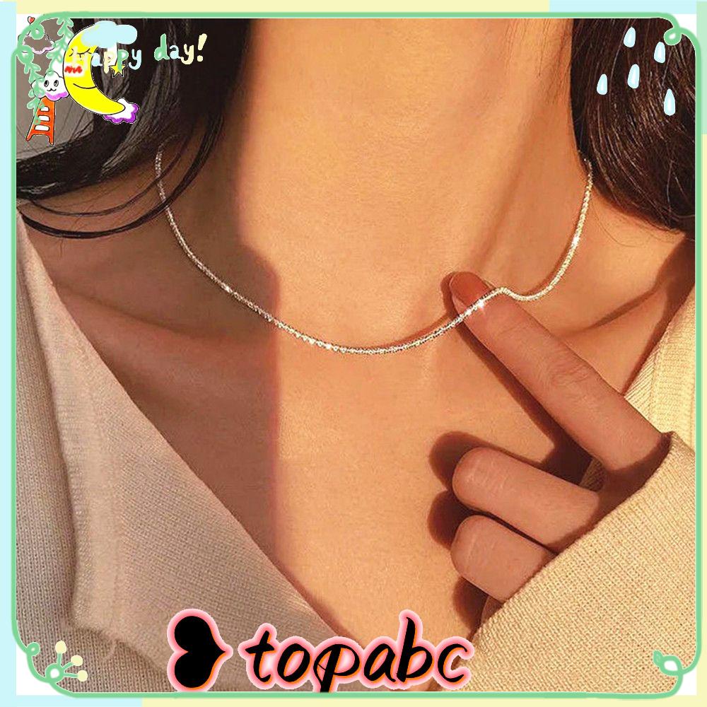 Top Sparkling Choker Wanita Gelang Tren Rantai Klavikula