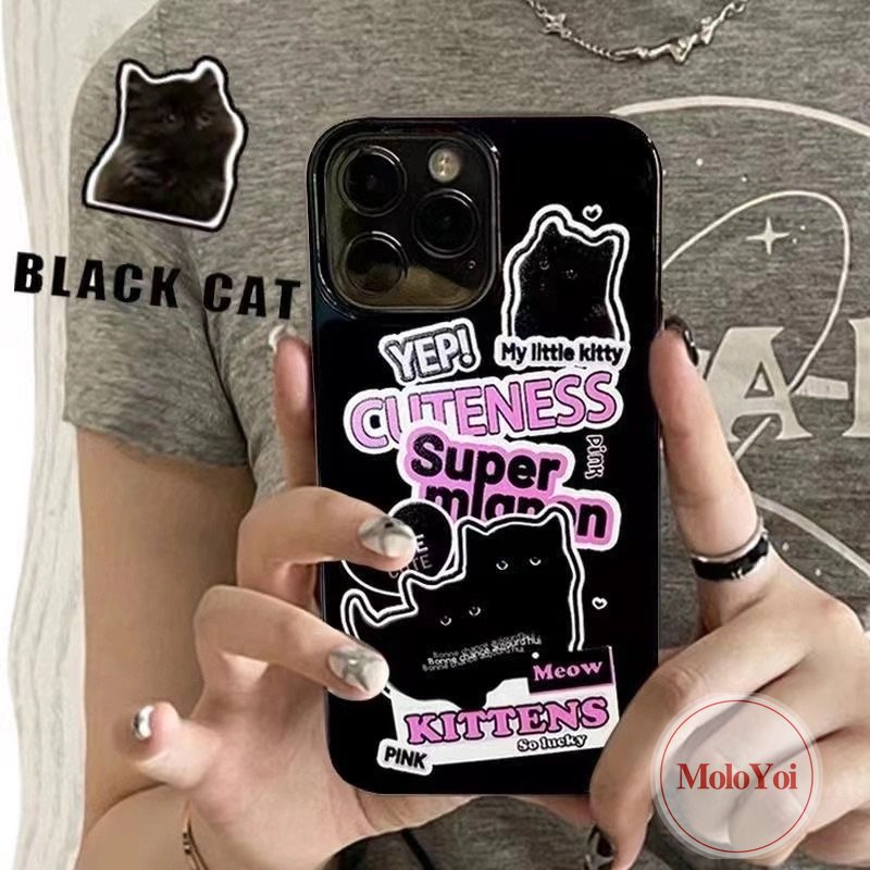 IPHONE Casing Kucing Lucu Kompatibel Untuk Iphone11 7 8 Plus XR 14 Pro Max 7plus X XS Max 13 12 Pro Max SE 2020 Kamera Perlindungan Shockproof Glossy Halus Soft Cover