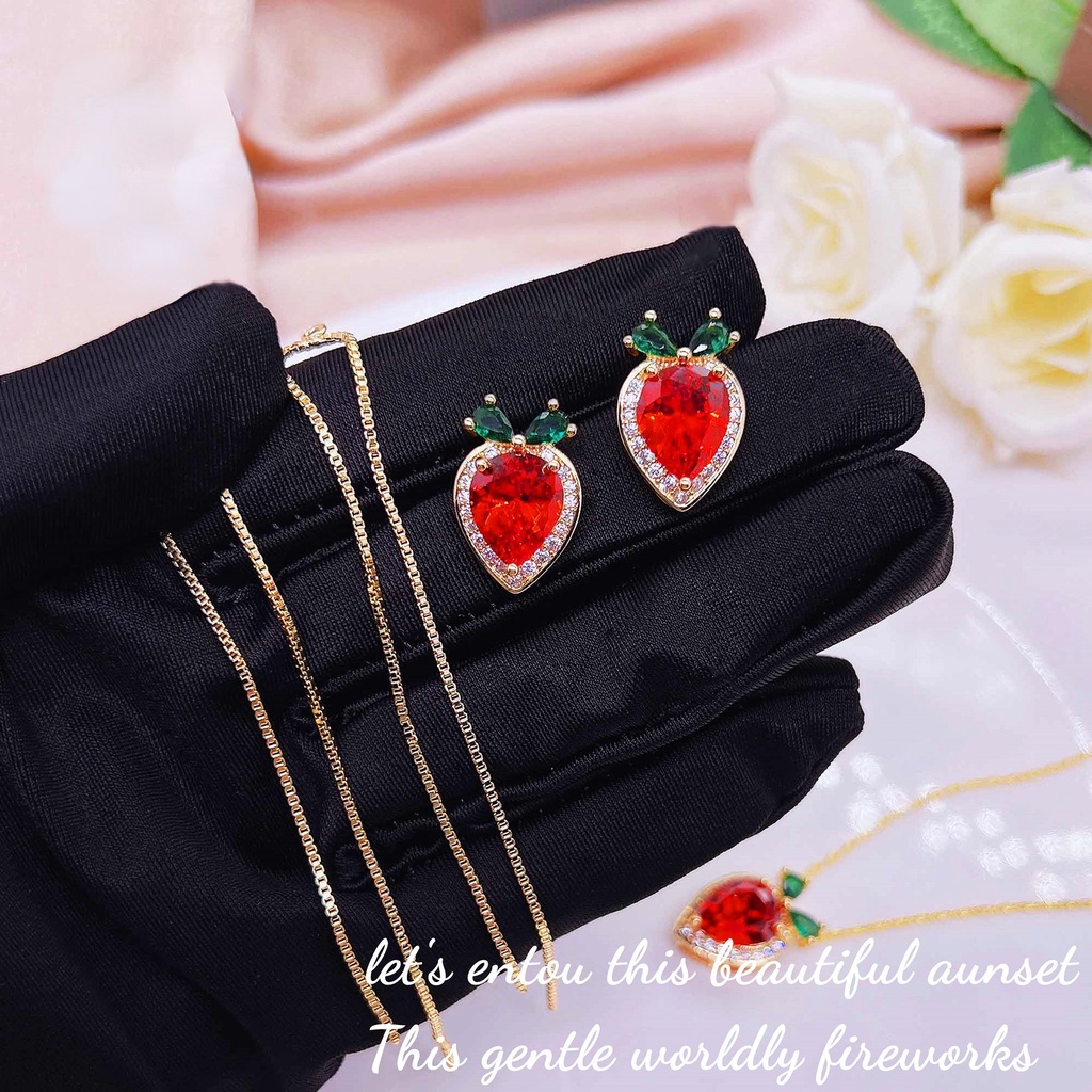 Goldkingdom Aksesoris Perhiasan Fashion Ready Stock &quot;Pulling Radish&quot; Fanta Orange Gemstone Wortel Kalung Cahaya Mewah Luxury Sense Carrot Stud Earrings Anting Panjang