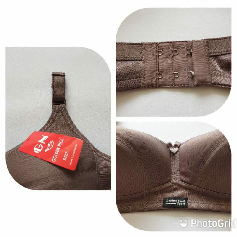 Sport Bra Golden Nick K364 | Tanpa Busa Tanpa Kawat Kait 2 | BH GN K364 | Bahan Licin Size 34 36 38 40 42 Pilih Warna TOKO KEANULOVA