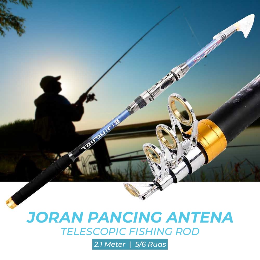 AquaMarinStore JINGJIEL Joran Pancing Antena Telescopic Fishing Rod 2.1 M / 5 Section - J816 - Blue