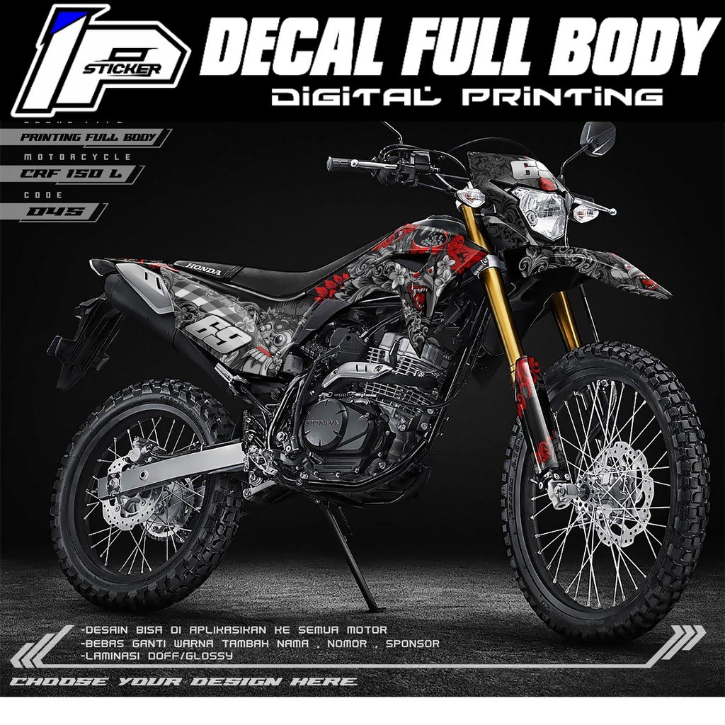 Decal Sticker CRF 150 L- Fullbody-Dekal stiker CRF 150 L Trail Supermoto Motif Barong kode 45