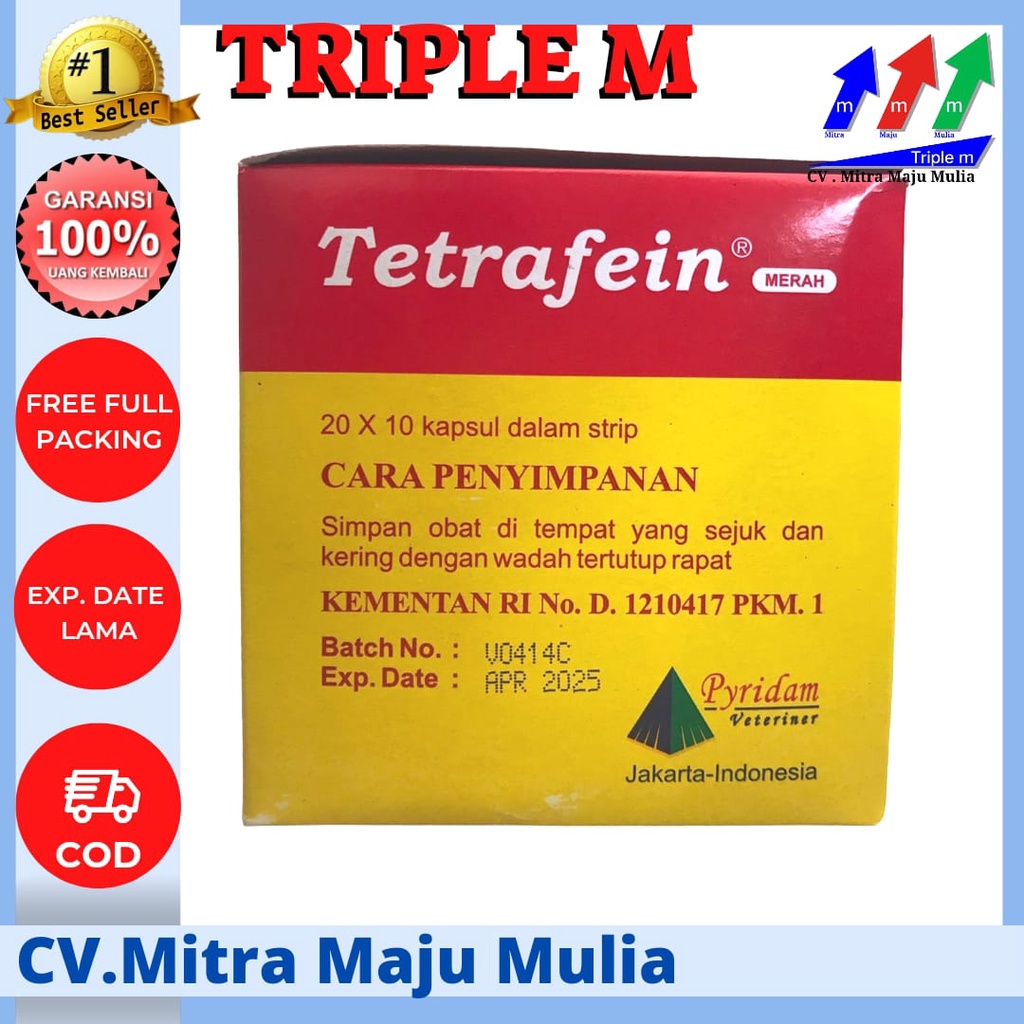 Tetrafein merah kapsul (obat anti SNOT, CRD dan antibakteri) ~ 1 strip 10 kapsul