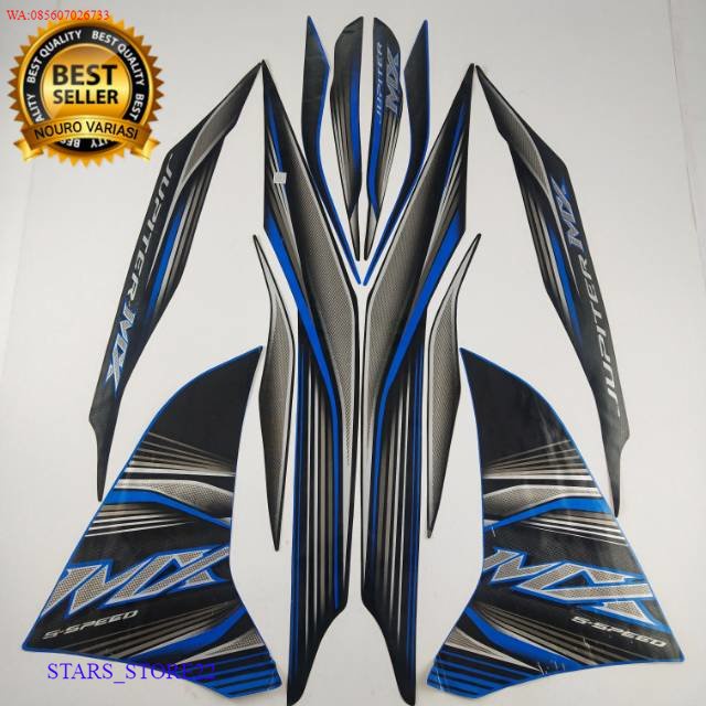(ORI) stiker striping motor yamaha Jupiter  mx new 135 2012 hitam biru list body standar