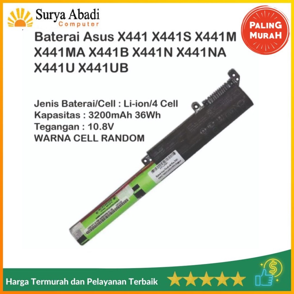 Baterai Batrai Laptop ASUS X441U