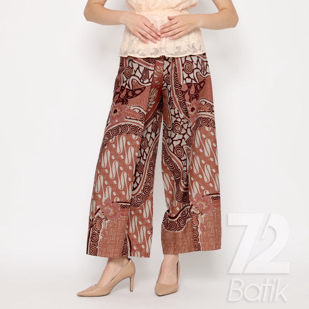 CELANA KULOT BATIK Premium Motif Parang Roll Warna Merah 723203 Cap 72 -  Layer Lawasan Celana Tumpuk Kerja Kantoran Bawahan Kebaya