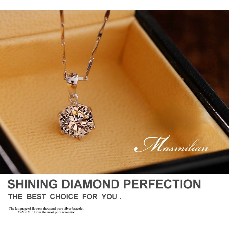 Goldkingdom Fashion Perhiasan Aksesoris Ready Stock Perak Disepuh Kalung Wanita Pendek Delapan Hati, Enam Cakar Liontin, Versi Korea, Perhiasan