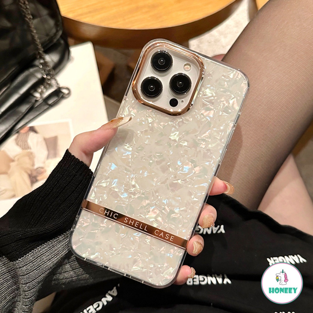 Glitter Dream Shell Marble Phone Case Kompatibel Untuk iphone 14 Pro 12 13 14 11 Pro Max Shockproof Soft Bumper IMD Penutup Belakang