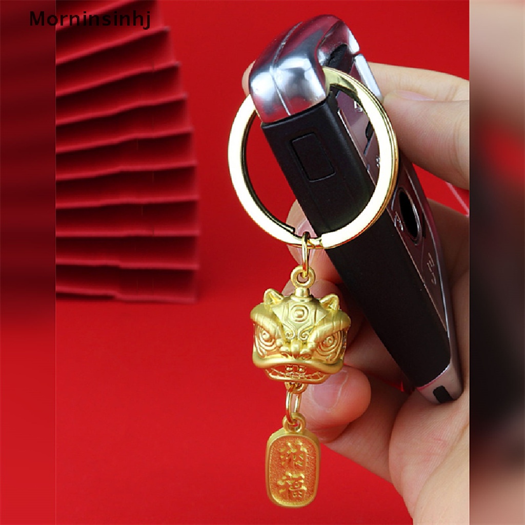 Mornin 2023tahun Baru Lion Dance Head Keychain Pendant Metal Lion King Key Chain Gantungan Kunci Hadiah id