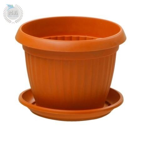 Pot Bunga Merah + Tatakan Vas Bunga PVC Pot Tanaman Bunga Murah Pot - 18cm + Tatakan OLS Pot Bunga / Pot Tanaman PROMO