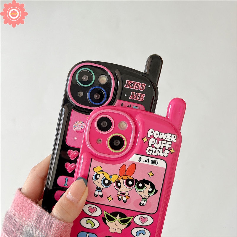 IPHONE Casing Bentuk Ponsel Kartun Kreatif Kompatibel Untuk Iphone11 7 8 Plus Xr13 14 12 11 Pro MAX X XS MAX SE 2020 The Powerpuff Gadis Barbie Retro Kepribadian Cellular Soft Cover