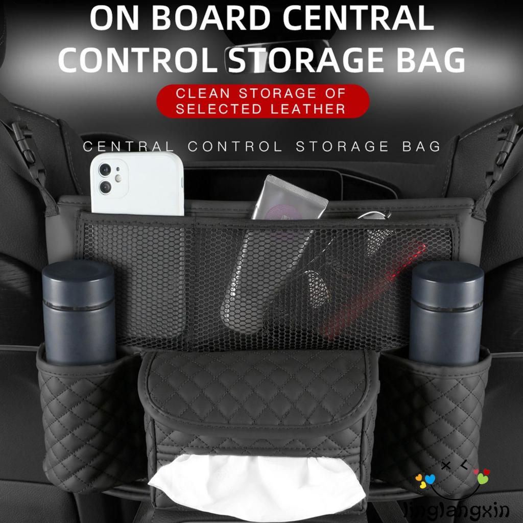 Llx-automotif Konsol Organizer Kulit Car Handbag Holder Antar Kursi Car Seat Storage Bag Untuk Dompet Hp