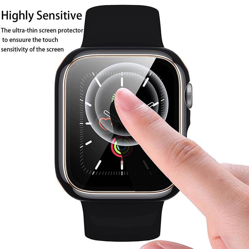 Kaca+case Untuk Apple Watch Serie8 7 6 SE 5 4 3 2 SE iWatch Case 45mm 41mm 44mm 40mm 38mm 42mm Bumper Pelindung Layar Cover Watch SE SE