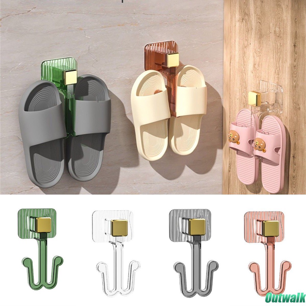ღ Kamar Mandi Punch-Gratis Sandal Rak Toilet Dinding Sandal Menguras Rak Dinding Gantungan Sepatu Rak Penyimpanan Ruang hemat Sandal Penyimpanan Artefak