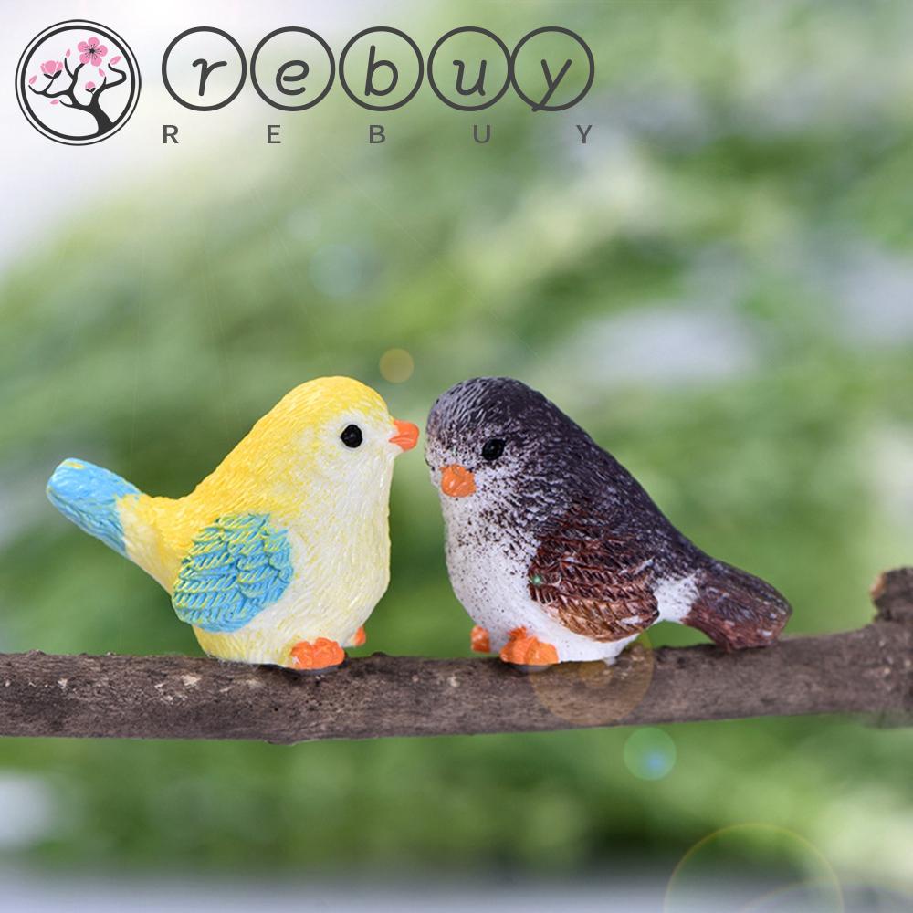 REBUY Mini Miniature Figurines Craft Fairy Garden Decor Micro Landscape Cute DIY 4pc/set Little Birds Glass Ornaments Dollhouse Home Decor