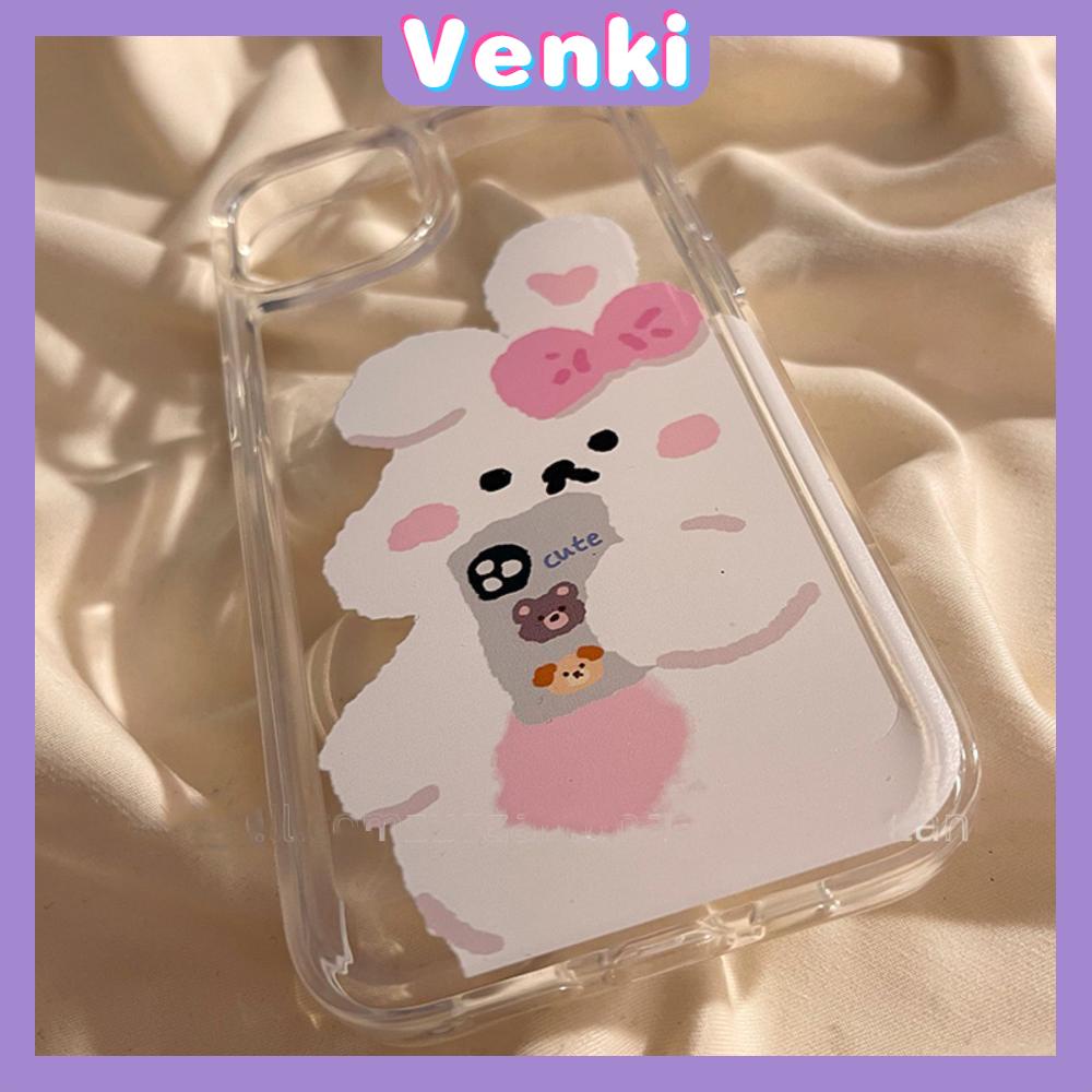 Case for iPhone 11 Soft TPU Clear Space Case Cute Cartoon Rabbit Plating Buttons Camera Protection ShockProof for iPhone 14 13 12 12 Plus 6 8 Plus XR XS