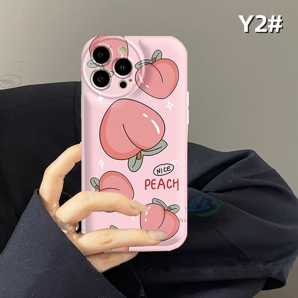 Casing hp Realme 10 C15 C12 C25S C11 C20 realme5 5i 6i C3 8i C21Y C25Y Musim Panas Peach Silicone Airbag Case Binteacase