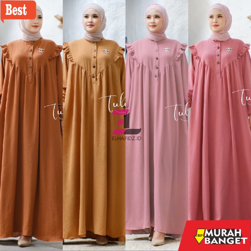 GAMIS RAMADHAN TERBARU UNTUK WANITA- Tulus Signature Afwa Dress Jumbo Maxi Gamis Crinkle Premium Mot
