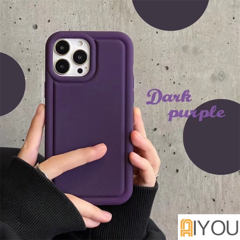 IPHONE Soft Case Silikon anti-drop Ungu Sederhana Baru Kompatibel Dengan Iphone11 12 13 14 Pro Max14 Plus X XR Xs Max 7 8 Case Shockproof Cover