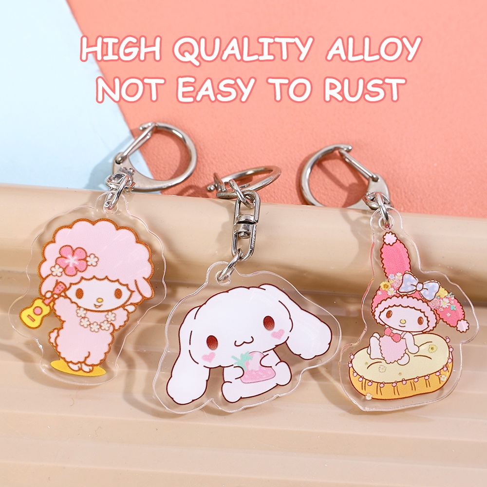 [HOT Sale] Sanrio Wanita Untuk Gantungan Kunci Mobil, Tas Pria Gantungan Kunci Aksesoris Lucu Dua Sisi Transparan Akrilik Keychain Kawaii Keychain Dekorasi Liontin Kreatif Populer