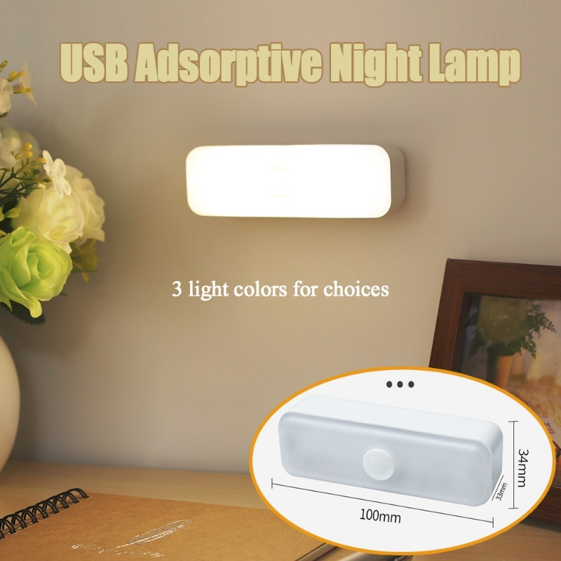 Lampu Baca Atraksi Magnetik 3mode LED Persegi Panjang Cahaya Malam Asrama Nirkabel Dilepas Lampu Samping Tempat Tidur Perlindungan Mata Yang Dapat Disesuaikan USB Isi Ulang Instalasi-Gratis
