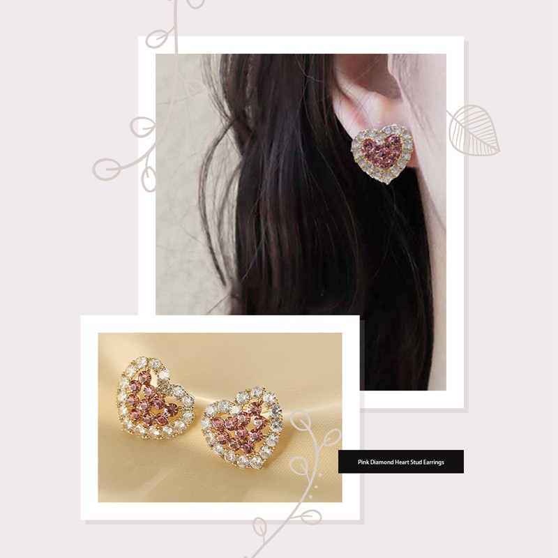 Anting Tusuk Hati Kristal Untuk Wanita925 Sterling Silver Needle Ear Bar Hypoallergenic Jewelry