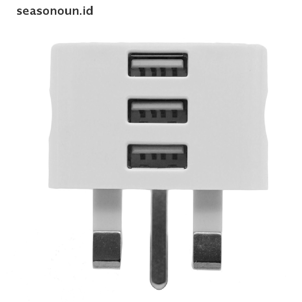 Seasonoun Colokan Dinding Universal UK Power 3pin Adapter Charger Dengan 1per2 /3 Port USB Charging Untuk Ponsel Tablet Portable Charger Dinding Mini.