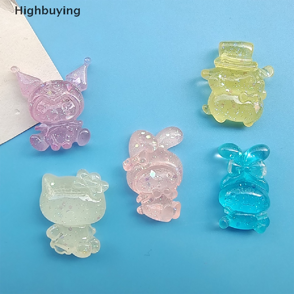 Hbid 10Pcs Luminous Cinnamon Puppy Hiasan Kepala Kulomi Meimei DIY Resin Perhiasan Aksesoris Glory