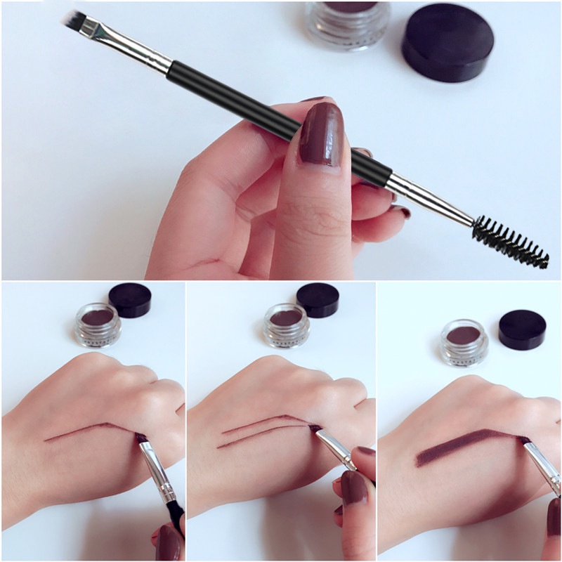 Kuas Alis 2 IN 1 Double Eyebrow Brush Dengan Sikat Bulu Mata Eyeliner Pen Eyebrow Brush Premium Pembentuk Alis Alat Makeup Kecantikan Face Eye tools