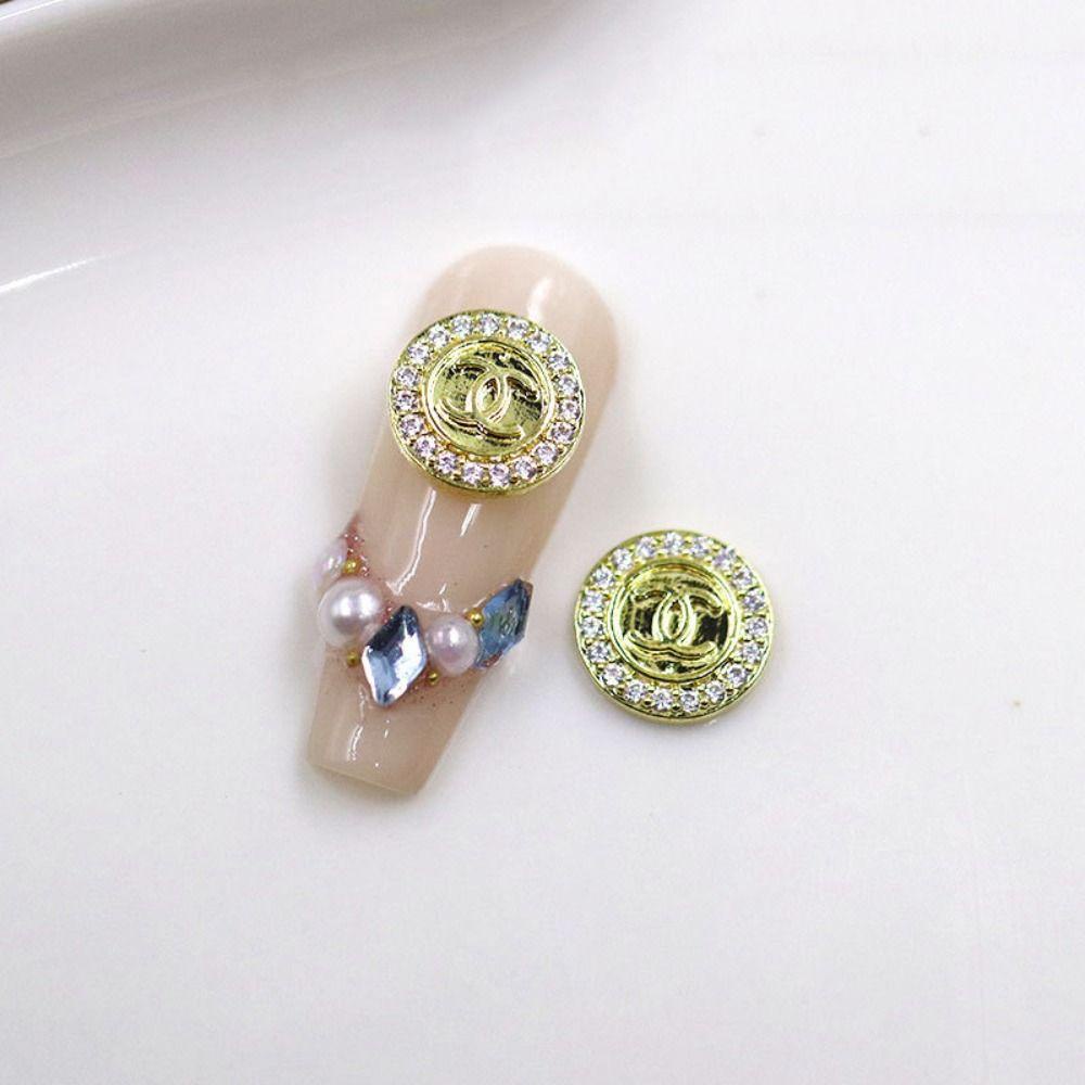 Agustina Dekorasi Perhiasan Kuku 3D 10pcs Profesional Logam Paduan Kuku Decal Rhinestones