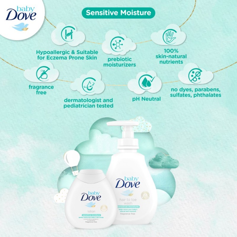 Dove Baby Wash Hair to Toe Sabun Bayi - Sensitive Moisture Pump 400 ml