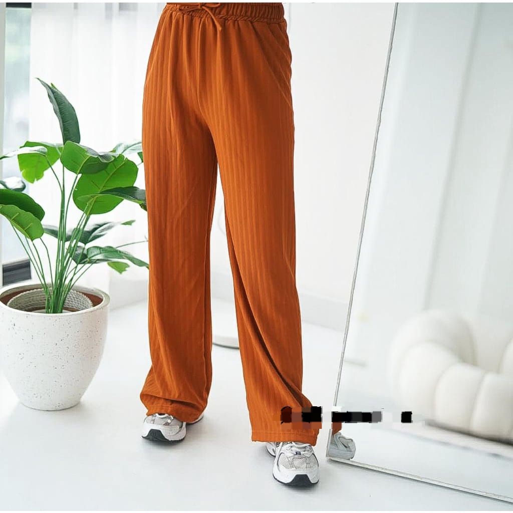 BEFAST - ZFS OOTD WANITA CELANA KATTY / HORNET KNIT PANTS / Celana Kulot Korean Style / Kulot Panjang Polos Formal / Fashion Kekinian Remaja ABG / Outfit Daily Wanita Kerja Casual / Celana Kulot Bahan RIB Terlaris